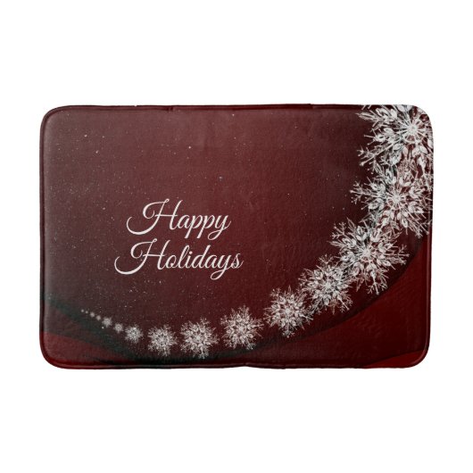 Christmas Party Crystal Snowflakes Red Rustic Badmat (Voorkant)