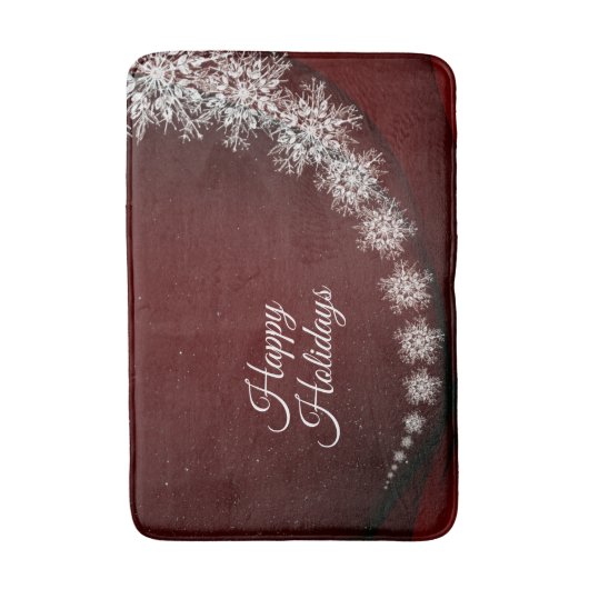 Christmas Party Crystal Snowflakes Red Rustic Badmat (Voorkant Verticaal)