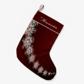 Christmas Party Crystal Snowflakes Red Rustic Kleine Kerstsok (Voorkant (Hangend))