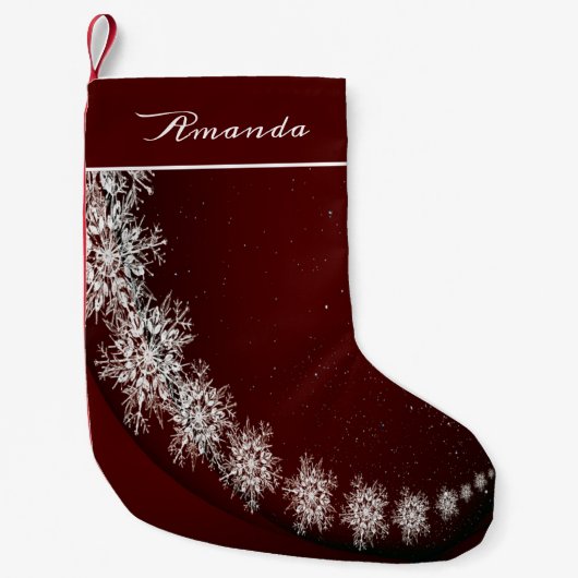 Christmas Party Crystal Snowflakes Red Rustic Kleine Kerstsok (Voorkant)