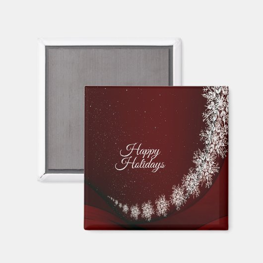 Christmas Party Crystal Snowflakes Red Rustic Magneet (Voorkant / Achterkant)