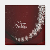 Christmas Party Crystal Snowflakes Red Rustic Magneet (Voorkant)