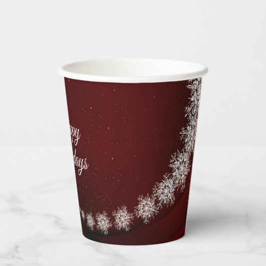 Christmas Party Crystal Snowflakes Red Rustic Papieren Bekers (Achterkant)