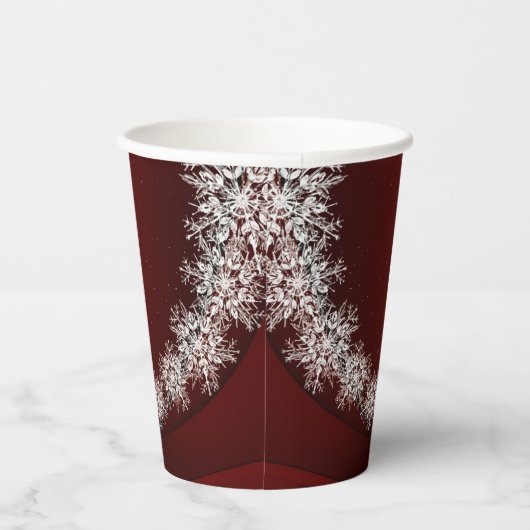 Christmas Party Crystal Snowflakes Red Rustic Papieren Bekers (Rechts)