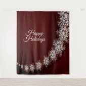 Christmas Party Crystal Snowflakes Red Rustic Wandkleed (Voorkant)