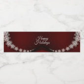 Christmas Party Crystal Snowflakes Red Rustic Waterfles Etiket (Enkel label)