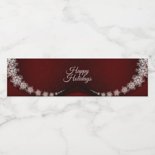 Christmas Party Crystal Snowflakes Red Rustic Waterfles Etiket (Enkel label)