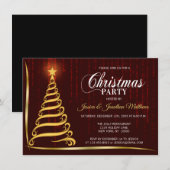 CHRISTMAS PARTY Dark Red Gold Twinkle Lights Kaart (Voorkant / Achterkant)