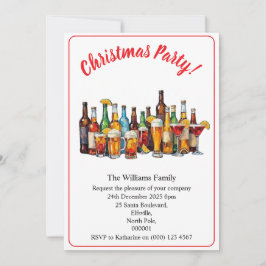 Christmas Party Drinks And Cocktails Minimal Xmas Kaart