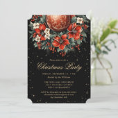 Christmas Party Elegant Black Gold Botanical Kaart (Staand voorkant)