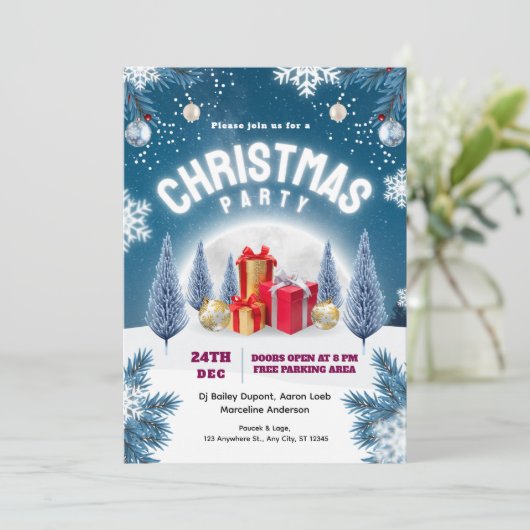Christmas Party Event Flyer Kaart (Staand voorkant)