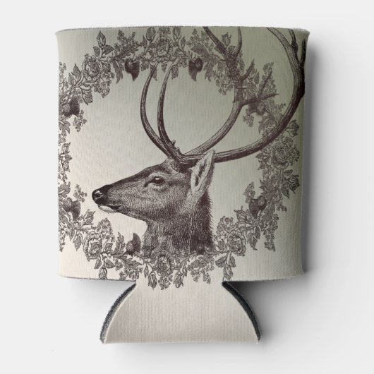 Christmas Party Floral Reindeer Golden Winter Blikjeskoeler (Voorkant)