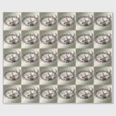 Christmas Party Floral Reindeer Golden Winter Cadeaupapier (Vlak)