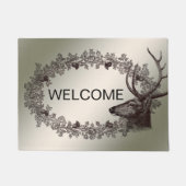 Christmas Party Floral Reindeer Golden Winter Deurmat (Voorkant)