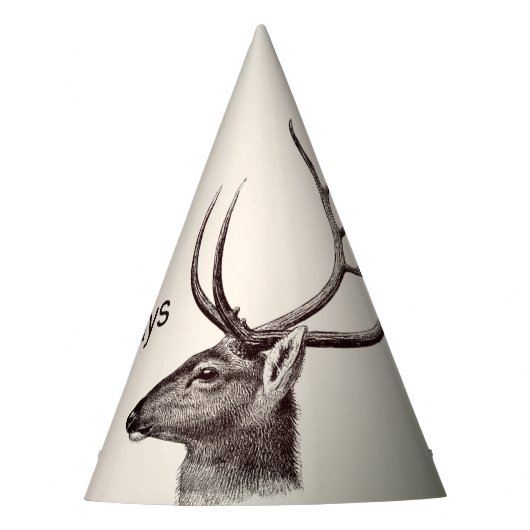 Christmas Party Floral Reindeer Golden Winter Feesthoedjes (Voorkant)