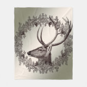 Christmas Party Floral Reindeer Golden Winter Fleece Deken (Voorkant)