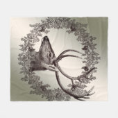 Christmas Party Floral Reindeer Golden Winter Fleece Deken (Voorkant (Horizontaal))