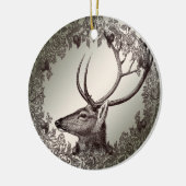 Christmas Party Floral Reindeer Golden Winter Keramisch Ornament (Links)