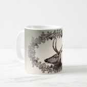 Christmas Party Floral Reindeer Golden Winter Koffiemok (Voorkant links)