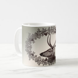 Christmas Party Floral Reindeer Golden Winter Koffiemok