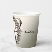 Christmas Party Floral Reindeer Golden Winter Papieren Bekers (Achterkant)