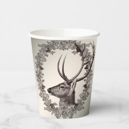 Christmas Party Floral Reindeer Golden Winter Papieren Bekers