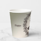 Christmas Party Floral Reindeer Golden Winter Papieren Bekers (Voorkant)