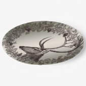 Christmas Party Floral Reindeer Golden Winter Papieren Bordje (Gekanteld)