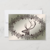 Christmas Party Floral Reindeer Golden Winter RSVP Kaartje (Achterkant)
