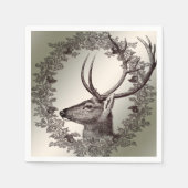 Christmas Party Floral Reindeer Golden Winter Servet (Voorkant)