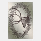 Christmas Party Floral Reindeer Golden Winter Theedoek (Verticaal)