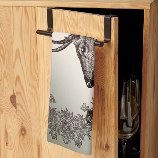 Christmas Party Floral Reindeer Golden Winter Theedoek (Derde Gevouwen)