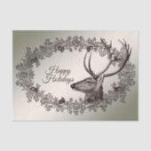 Christmas Party Floral Reindeer Golden Winter Tissuepapier (Voorkant)