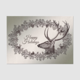 Christmas Party Floral Reindeer Golden Winter Tissuepapier