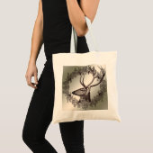 Christmas Party Floral Reindeer Golden Winter Tote Bag (Voorkant (product))
