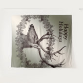 Christmas Party Floral Reindeer Golden Winter Wandkleed (Voorkant (horizontaal))