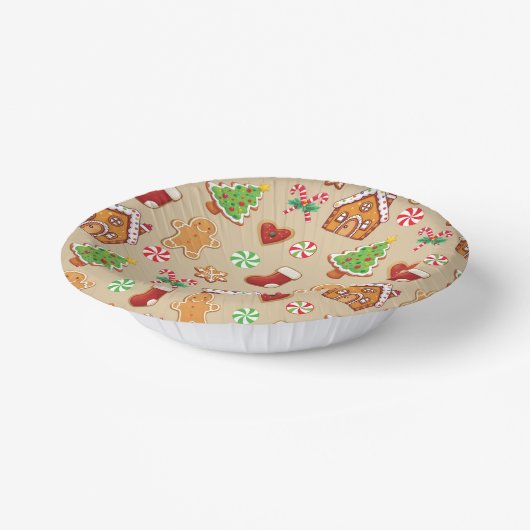 Christmas Party Gingerbread Cookies Paper Plates Papieren Kommen (Gebogen)
