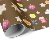 Christmas Party Gingerbread Watercolor Cadeaupapier (Rol Hoek)