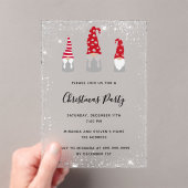Christmas party gnomes glitter frosted invitation acryl uitnodigingen (Insitu (Draagbaar))