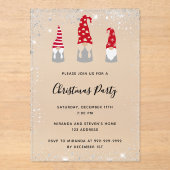 Christmas party gnomes glitter frosted invitation acryl uitnodigingen (Voorkant)