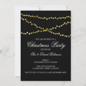 Christmas Party Gold Glowing String Lights Zwart Kaart (Voorkant)