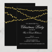 Christmas Party Gold Glowing String Lights Zwart Kaart (Voorkant / Achterkant)