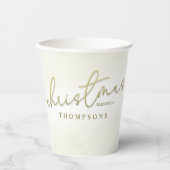 Christmas Party Gold Kalligrafie Script Aangepast Papieren Bekers (Voorkant)