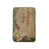 Christmas Party Golden Green Leaves Red Rustic Badmat (Voorkant Verticaal)