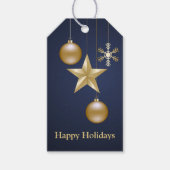Christmas Party Golden Ornament Navy Blue Elegant Cadeaulabel (Voorkant)