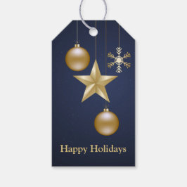 Christmas Party Golden Ornament Navy Blue Elegant Cadeaulabel