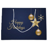 Christmas Party Golden Ornament Navy Blue Elegant Groot Cadeauzakje (Voorkant)