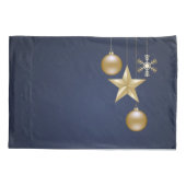 Christmas Party Golden Ornament Navy Blue Elegant Kussensloop (Achterkant)