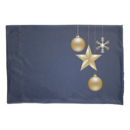 Christmas Party Golden Ornament Navy Blue Elegant Kussensloop