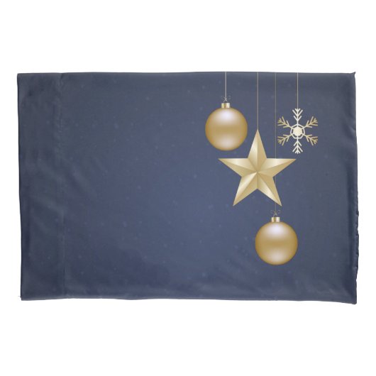 Christmas Party Golden Ornament Navy Blue Elegant Kussensloop (Voorkant)